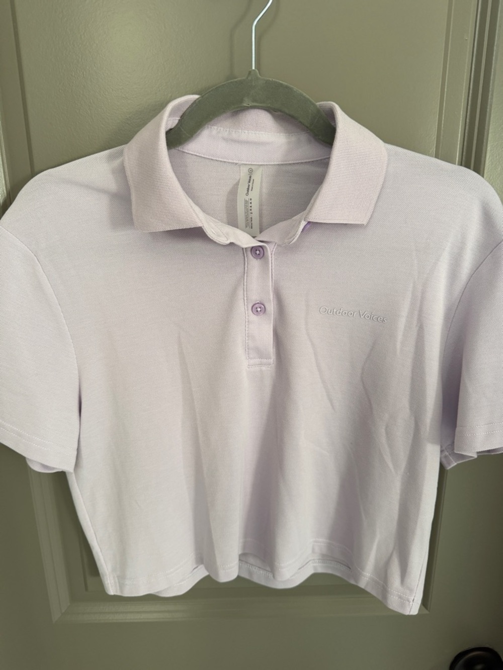 Outdoor Voices Light Lavender Cropped Polo Top size small